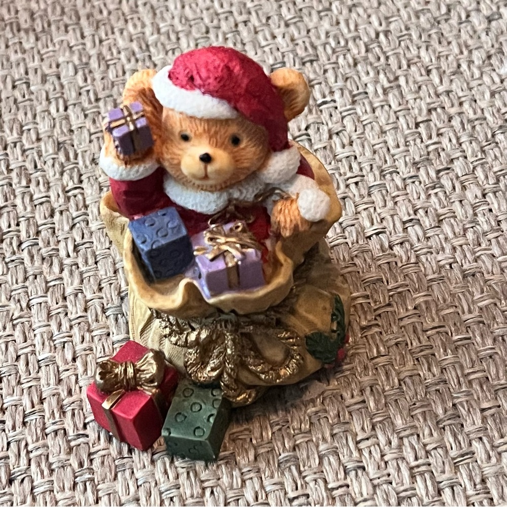 Vintage Christmas Figurine Bear Sack of Toys Cute Classic Traditional Holiday
